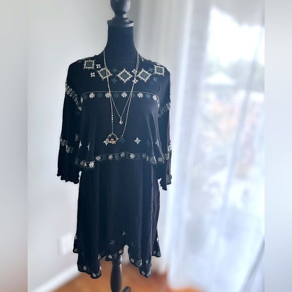 ZARA Embroidered Boho Festival Layered dress Size XS - Picture 8 of 16